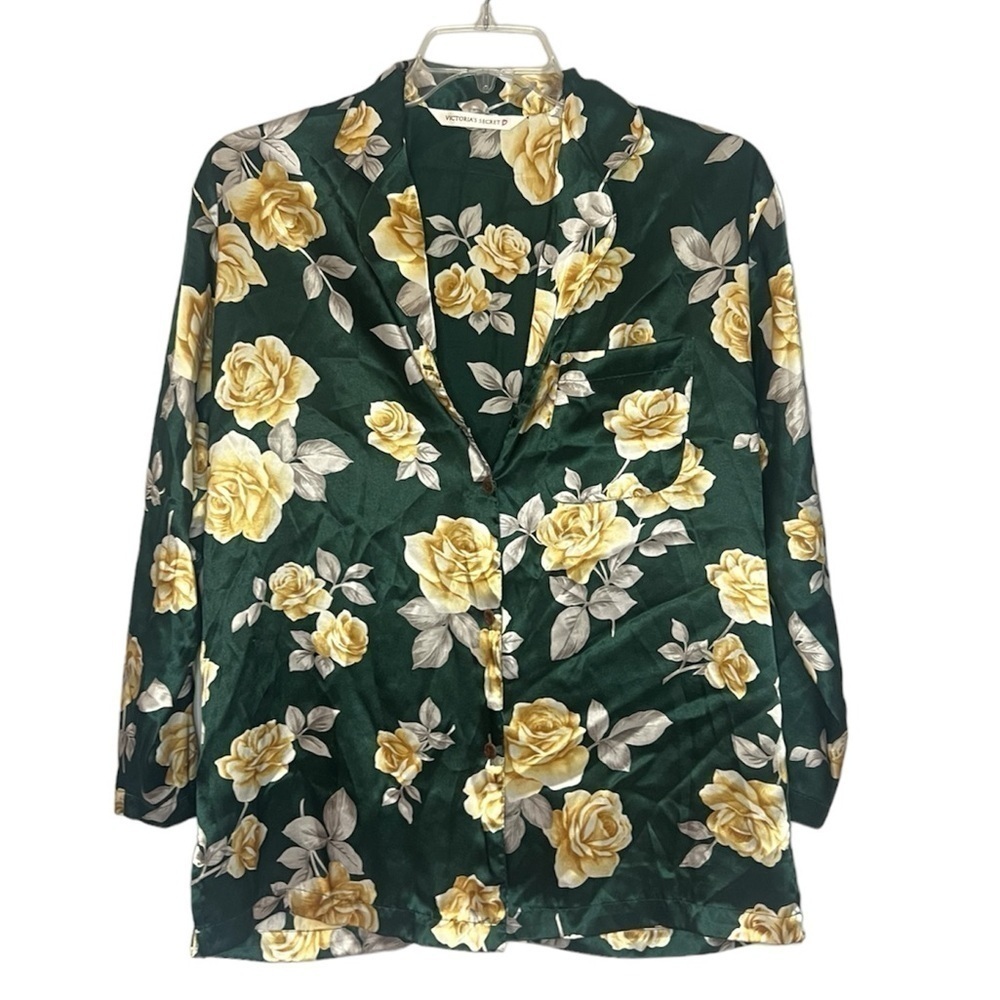 Victoria’s Secret Vintage Y2K Floral Rose Silky Button down Small